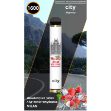 МИЛАН ЛЕДЯНАЯ КЛУБНИКА ЛИЧИ City 1600 затяжек Одноразовая электронная сигарета купить